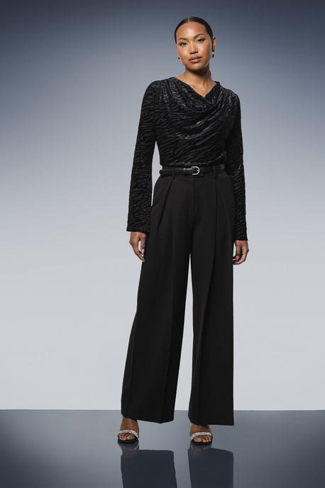 Fluted Sleeve Cowl Neck Top - Image 4