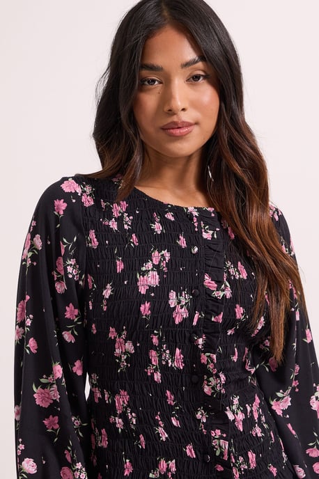Petite Shirred Bodice Button Through Top - Image 3