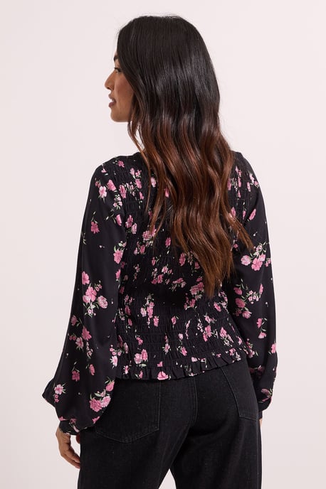 Petite Shirred Bodice Button Through Top - Image 4