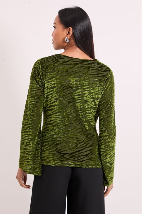 Fluted Sleeve Cowl Neck Top - Image 3
