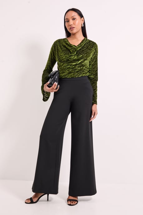 Fluted Sleeve Cowl Neck Top - Image 4