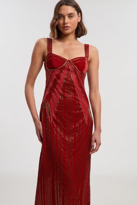 Velvet Embellished Strappy Maxi Dress - Image 2