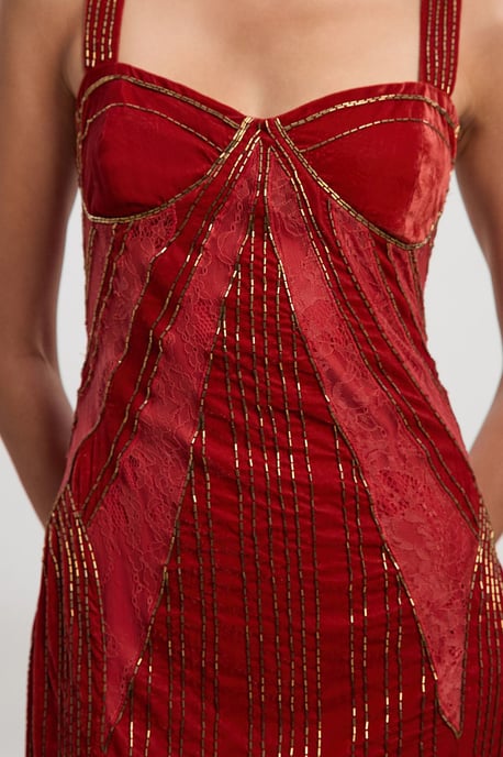 Velvet Embellished Strappy Maxi Dress - Image 3
