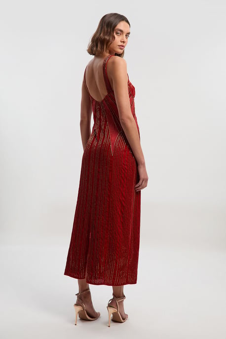 Velvet Embellished Strappy Maxi Dress - Image 4