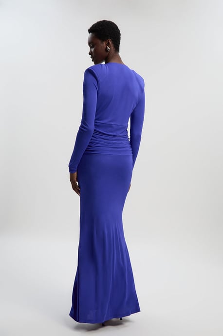 Petite Premium Stretch Crepe Jersey V Neck Zip Detail Maxi Dress - Image 4