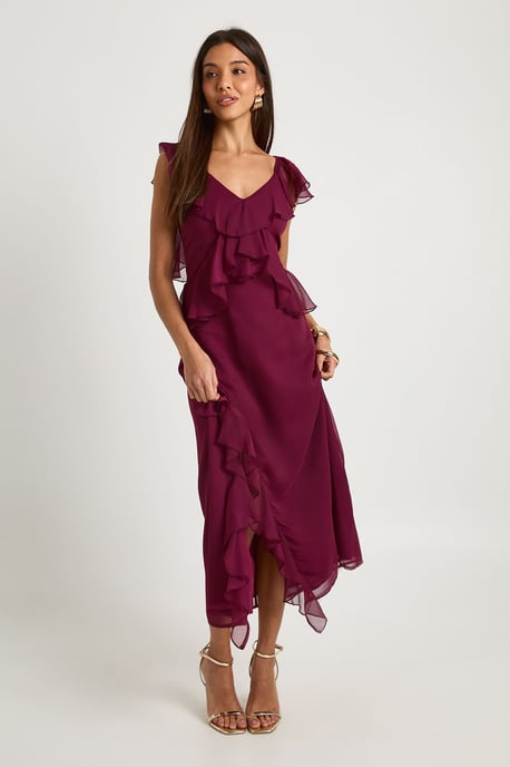 Ruffle Angel Sleeve Midaxi Dress - Image 1