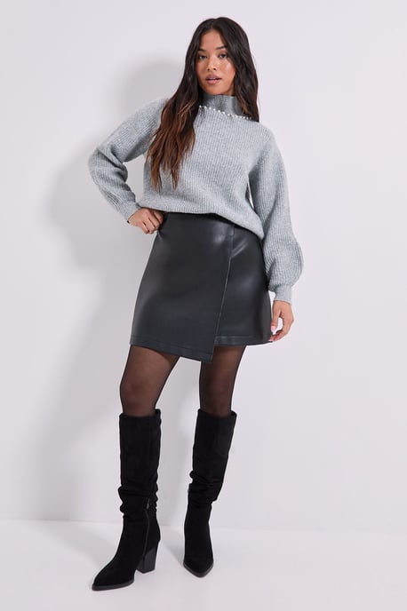 Petite Pearl neck Detail Jumper - Image 4