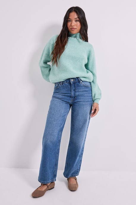 Petite Pearl neck Detail Jumper - Image 4