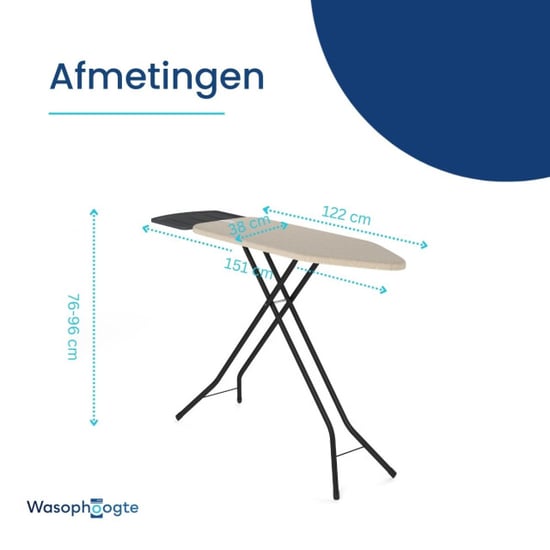 Wasophoogte Strijkplank, extra breed, 122*38 cm (l*b) - Image 2