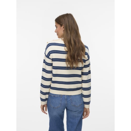 Vero Moda Vmgold stripe ls o-neck pullover ecru dessin - Image 4