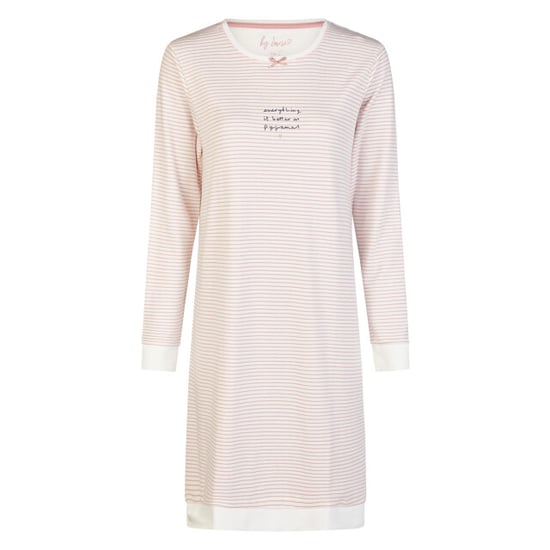 By Louise Dames nachthemd interlock lange mouw roze/wit gestreept - Image 1