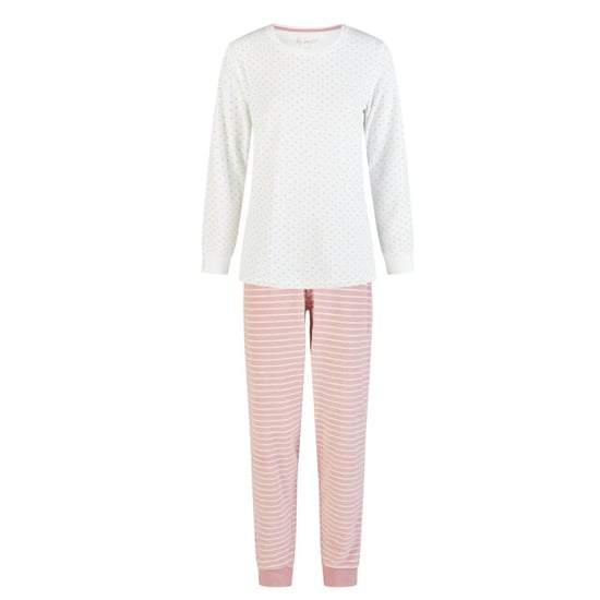 By Louise Dames winter pyjama set lang badstof wit/roze gestreept - Image 1
