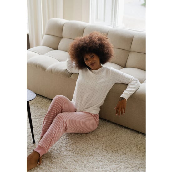 By Louise Dames winter pyjama set lang badstof wit/roze gestreept - Image 4