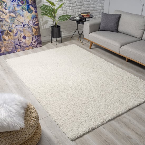 Muratap Loca shaggy vloerkleed creme hoogpolig- 400x500 cm - Image 1