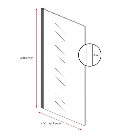 Badplaats Douchewand florida 40 x 200 cm chroom – inloopdouche 8 mm met - Image 2