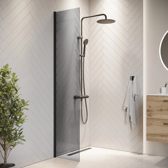 Badplaats Douchewand rizani 40 x 200 cm zwart – inloopdouche 8 mm - Image 1