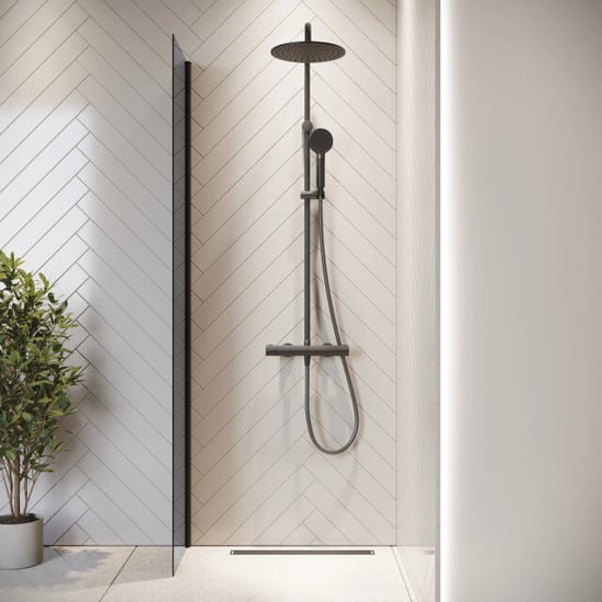 Badplaats Douchewand rizani 40 x 200 cm zwart – inloopdouche 8 mm - Image 3