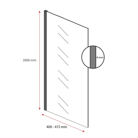 Badplaats Douchewand rizani 40 x 200 cm zwart – inloopdouche 8 mm - Image 4
