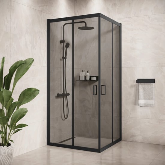 Badplaats Douchecabine dakota 80 x 80 x 190 cm zwart met douchewand - Image 1