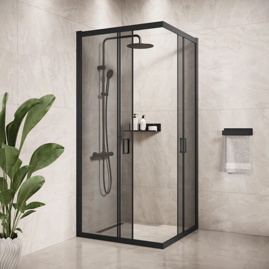 Badplaats Douchecabine dakota 80 x 80 x 190 cm zwart met douchewand - Image 2