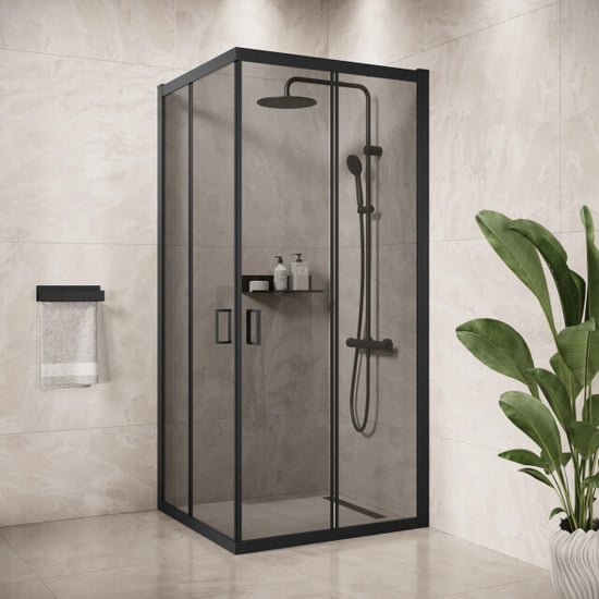 Badplaats Douchecabine dakota 80 x 80 x 190 cm zwart met douchewand - Image 5