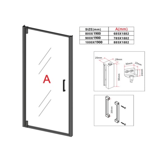 Badplaats Douchedeur seattle 100 x 190 cm zwart douchewand 6 mm - Image 3