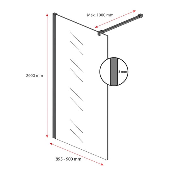 Badplaats Douchewand rizani 90 x 200 cm zwart – inloopdouche 8 mm - Image 6