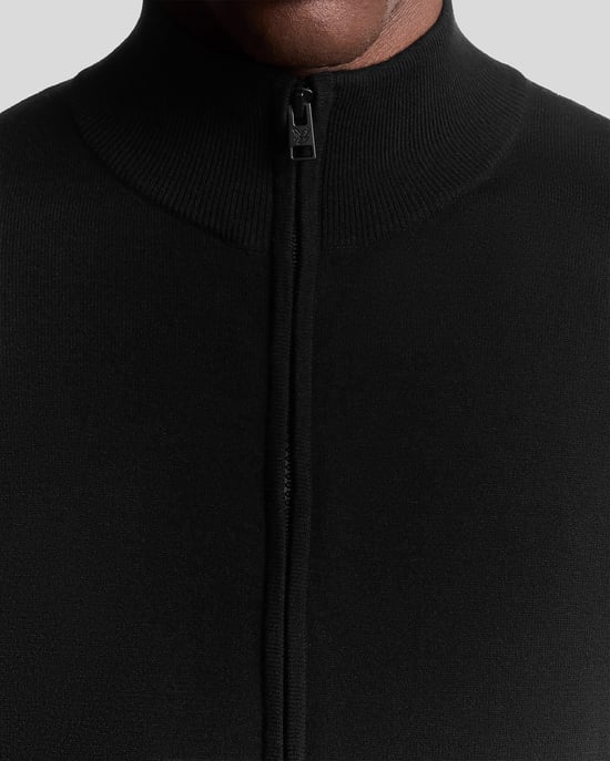 Lyle & Scott Mesh Logo Knitted Track Jacket - White - Image 3