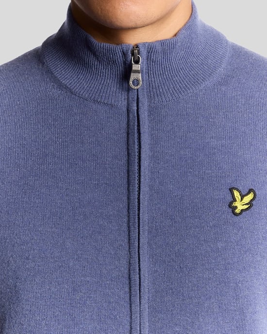 Lyle & Scott Lambswool Blend Zip Cardigan - Grey - Image 3