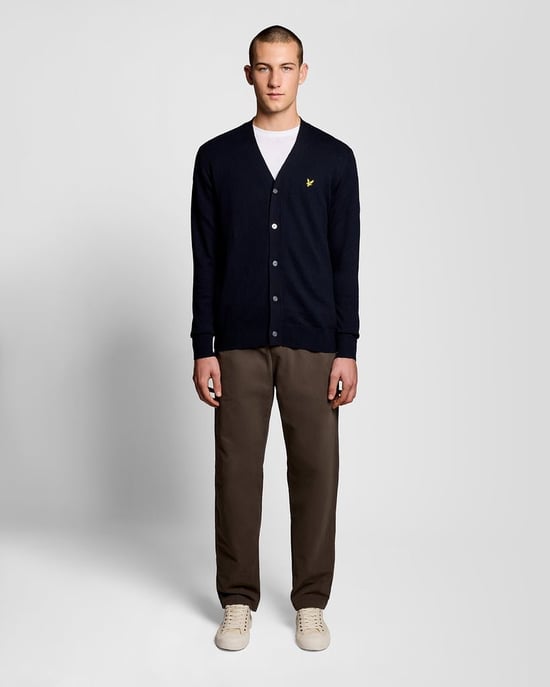 Lyle & Scott Cotton Merino V Neck Cardigan - Navy - Image 2