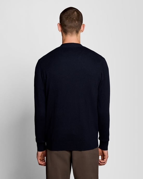 Lyle & Scott Cotton Merino V Neck Cardigan - Navy - Image 4