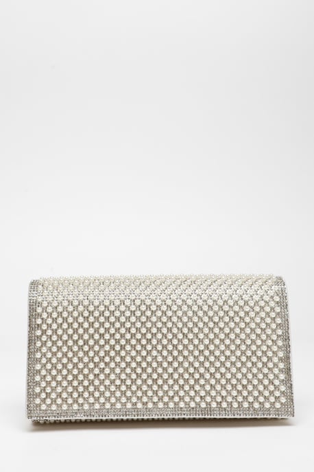 Bridal White Pearl Embellished Clutch Bag - Image 2