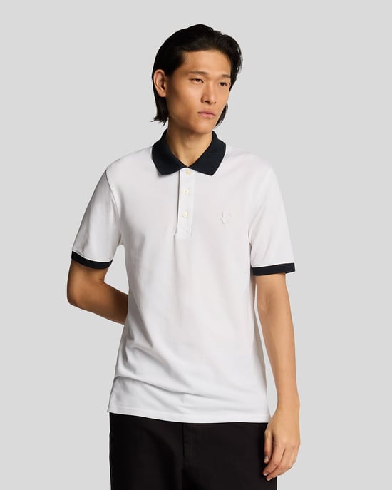 Lyle & Scott Superfine Katoenen Contrast Poloshirt - Wit - Image 1