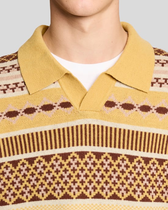 Lyle & Scott Fair Isle Lammullsblandad Pikétröja - Gul - Image 3
