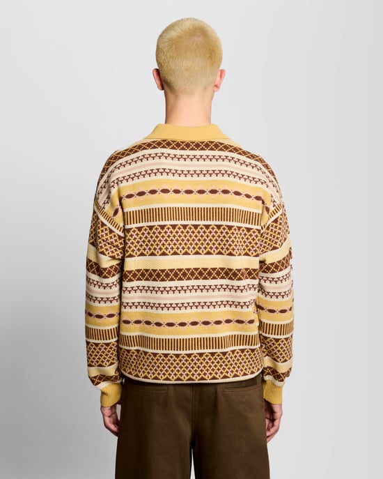Lyle & Scott Fair Isle Lammullsblandad Pikétröja - Gul - Image 4