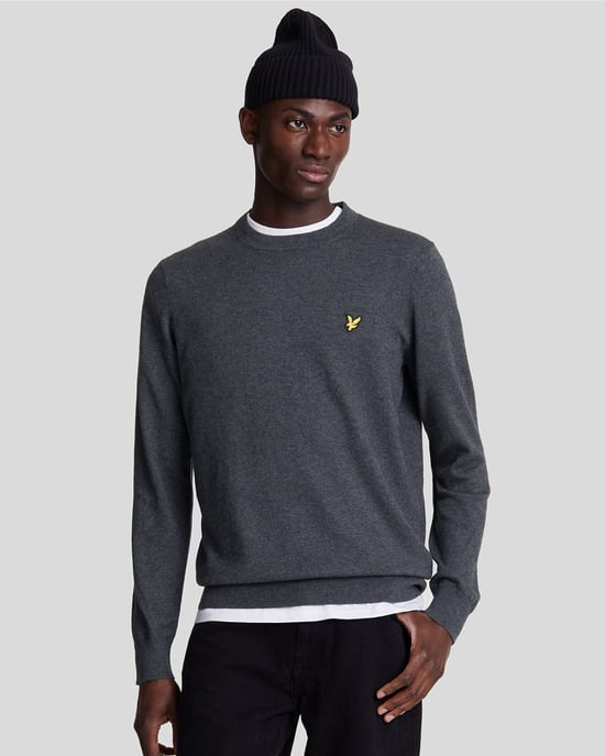 Lyle & Scott Cotton Merino Crew Neck Jumper - Grey - Image 1