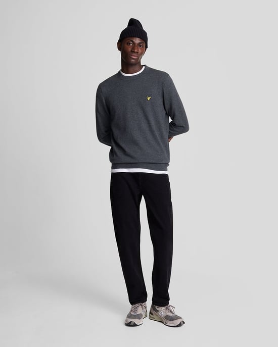 Lyle & Scott Cotton Merino Crew Neck Jumper - Grey - Image 2