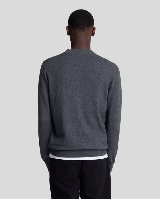 Lyle & Scott Cotton Merino Crew Neck Jumper - Grey - Image 3