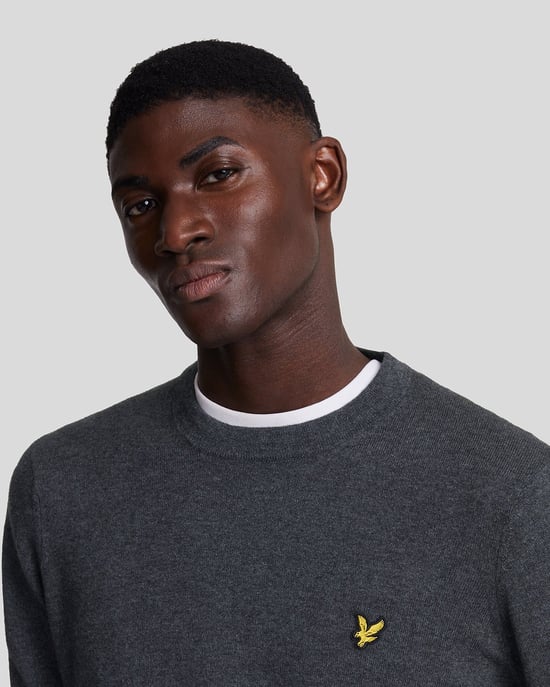 Lyle & Scott Cotton Merino Crew Neck Jumper - Grey - Image 4