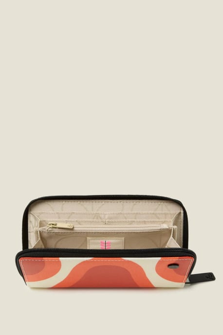 Red Bold Pear Print Large Zip-Around Wallet With Card Slots - Image 3