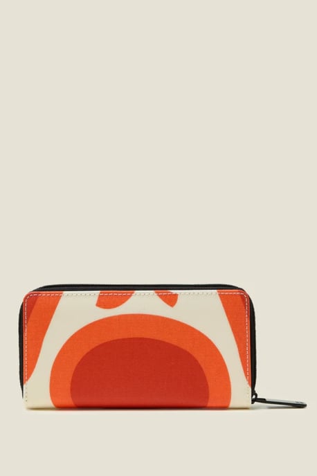 Red Bold Pear Print Large Zip-Around Wallet With Card Slots - Image 4