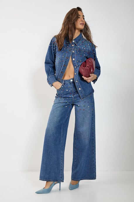 Denim Jewel Baggy Jeans - Image 1