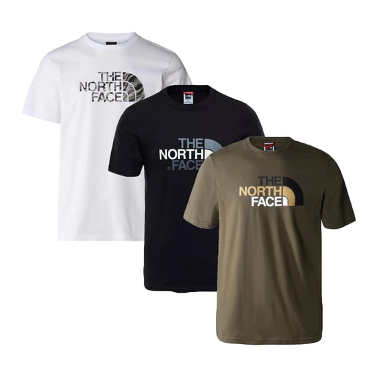 3 Pack The North Face Men’s Easy Tee T Shirt White/Black/Taupe - Image 1
