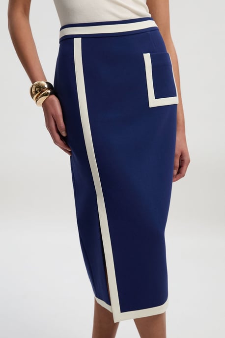 Compact Stretch Tipped Tailored Pencil Skirt - Image 2