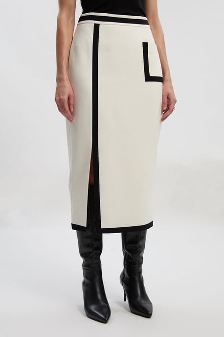 Compact Stretch Tipped Tailored Pencil Skirt - Image 2