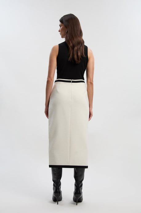 Compact Stretch Tipped Tailored Pencil Skirt - Image 5