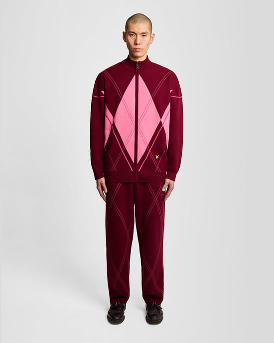 Lyle & Scott Argyle gebreide trainingsbroek - bordeauxrood - Image 1