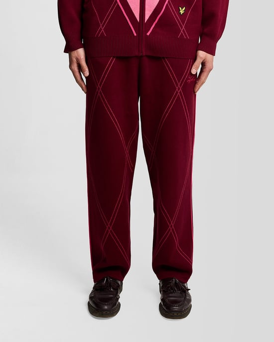 Lyle & Scott Argyle gebreide trainingsbroek - bordeauxrood - Image 2