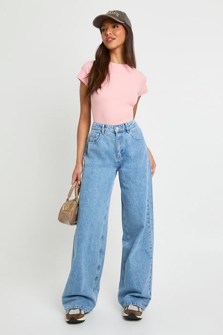 Basic Rib Short Sleeve Fitted Top - Image 3