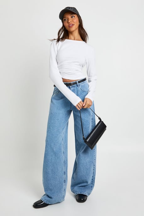 Basic Long Sleeve Fitted Longline Top - Image 3